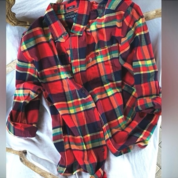 NWOT Colorful U.S. Polo Association Flannel Shirt - Picture 2 of 2